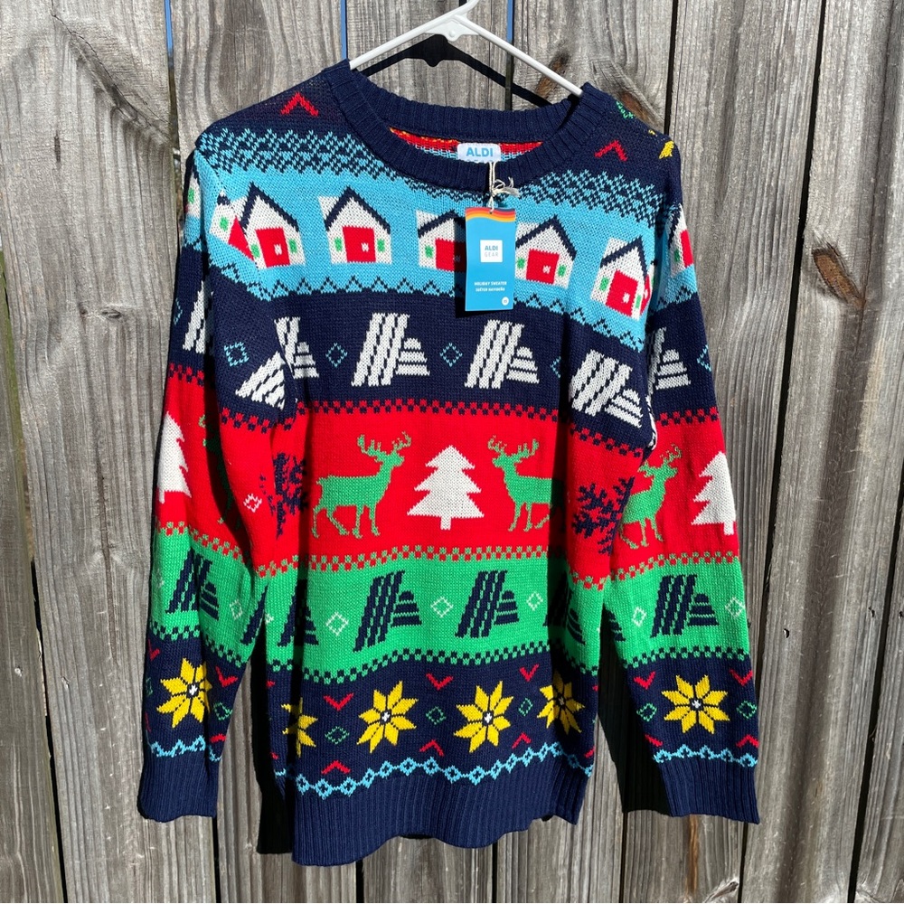 New Aldi Multicolored Christmas Sweater